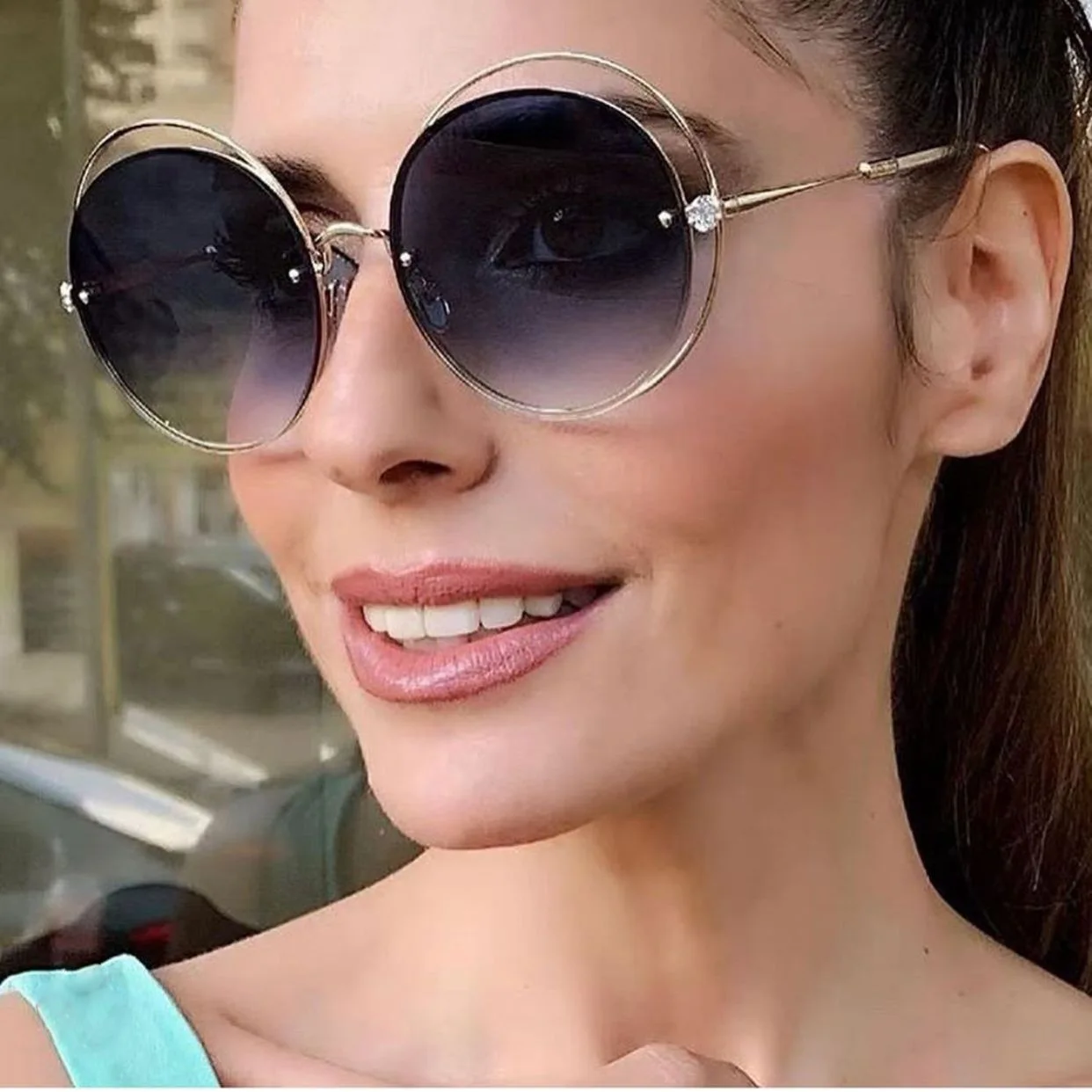 

Fashion 2021 UV400 Gradient Women Diamond Cut Lenses Shades Men Sunglasses