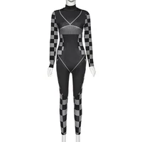 

woman fashion 3D print high quality slim jumpsuit mujer 2020 elastic tracksuit fitness bodysuit casual street black outfit