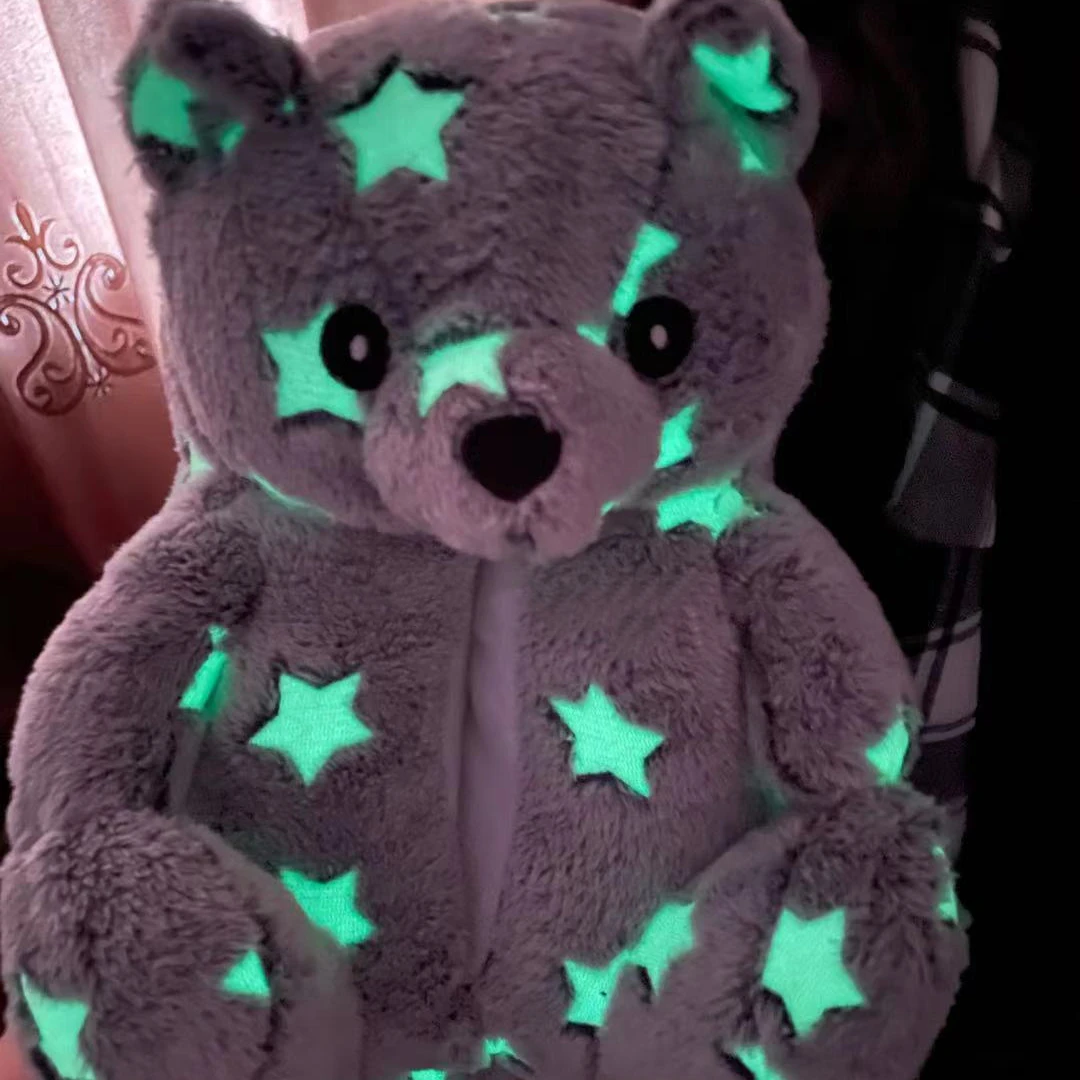 

2021 fashionStars  Fit Al Plush Luminous Star Bling Shinny Glow In The Dark Teddy Bear Slippers
