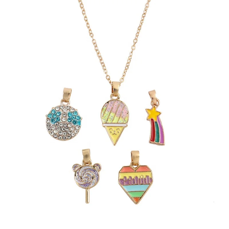 

Sweet and Beautiful Cartoon Ice-cream Lollipop Children Necklace, Picture shows