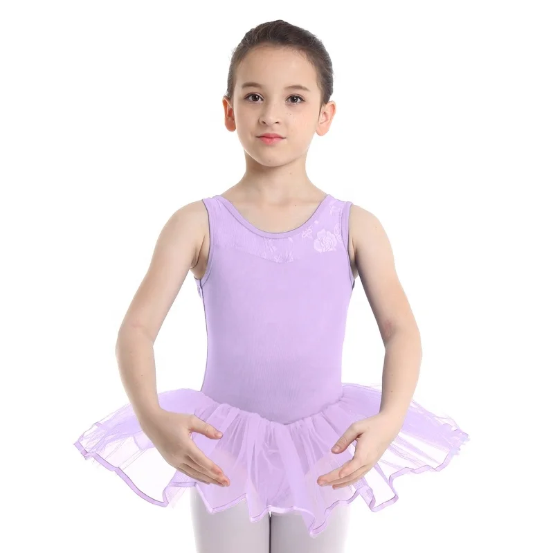 

Girls Sleeveless Lace Mesh Cutout Back Ballet Dance Leotard Tutu Dress