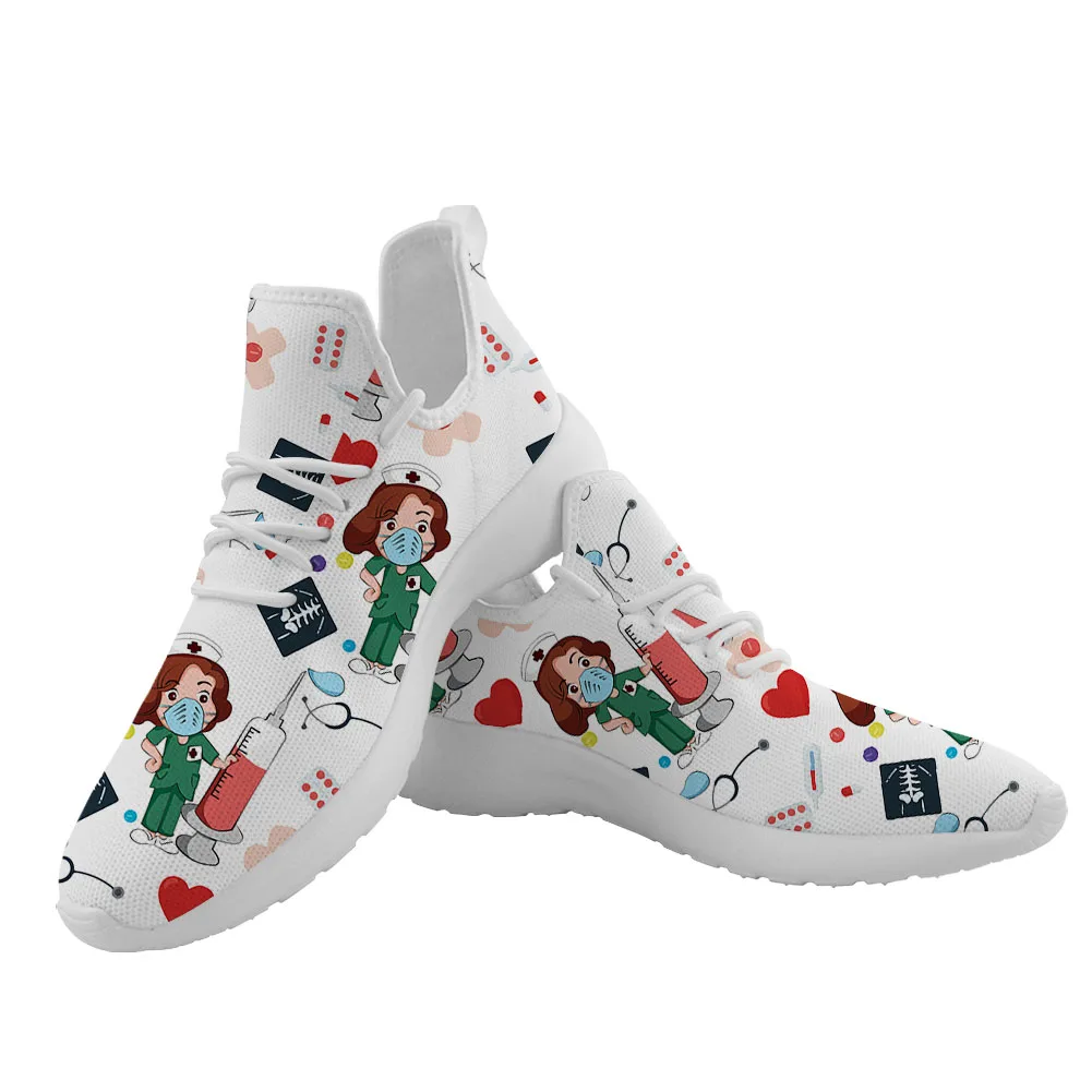 

Cute Cartoon Nurse Hospital Pattern Lightweight Shoes Female Mesh Knit Flats Wholesale Slip On Shoes For Women Casual, Design your own shoes custom shoes made in china