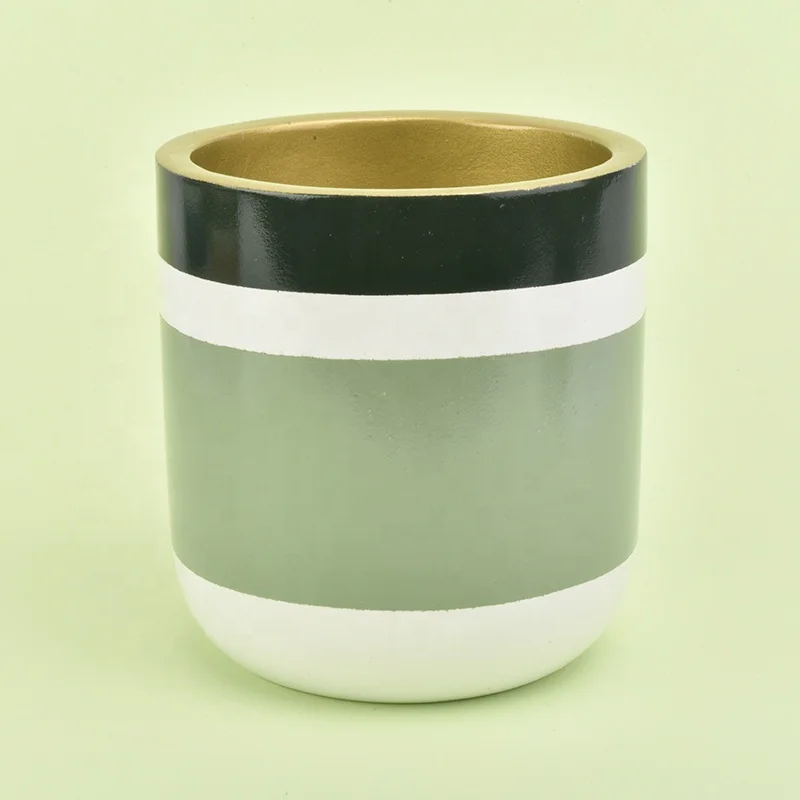 Personalized green glazed ceramic candle jar votive candle containers party decorative factory