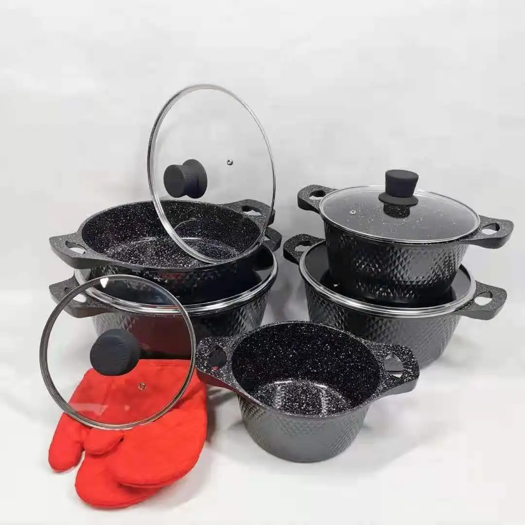 

Wholesale Die Cast Aluminium Long Lasting NonStick Cooking Pot Kitchen Ceramic Set Cookware Manufacturers, Red/green/black/purple/blue/golden