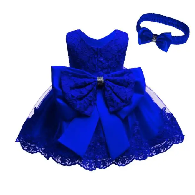 

90-120cm 3M-24M Newborn Baby Girl Princess Dresses Lace Flower Bow Cute Birthday Party Dress