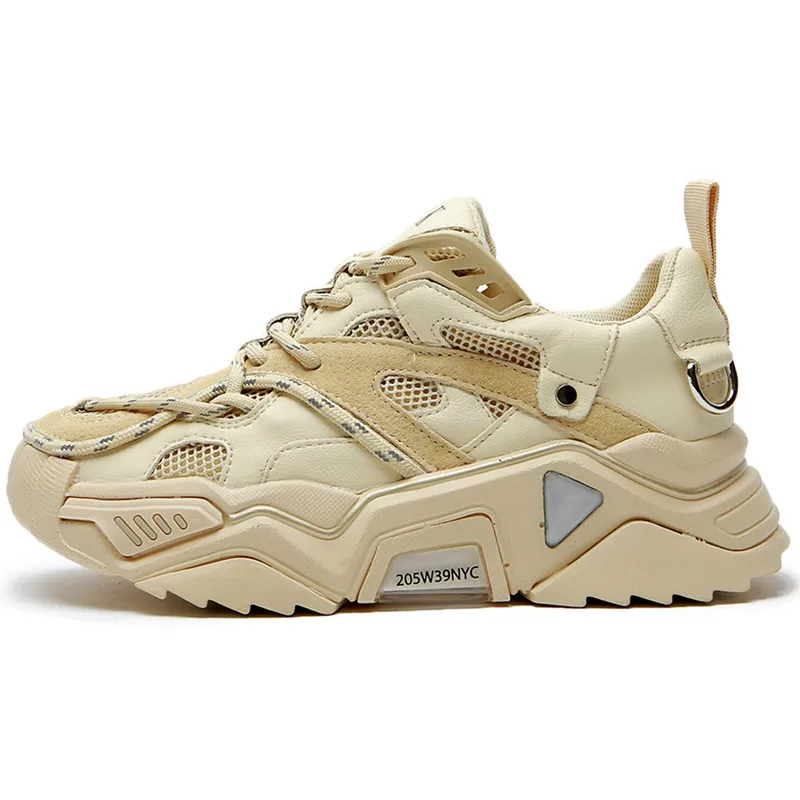 

Genuine Leather Women's Platform Sneakers 2020 Fashion Mesh Breathable Chunky Shoes Ladies Trainers Footwear