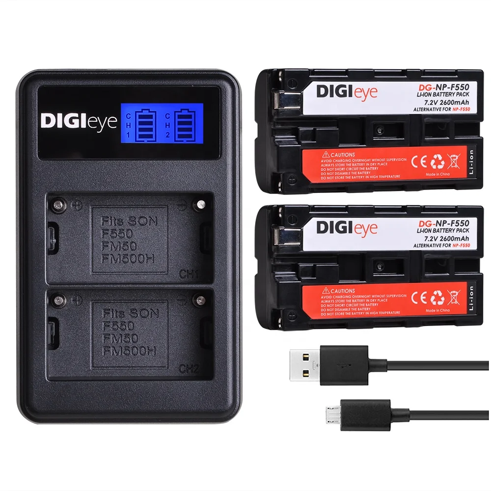 

DIGIeye LCD dual usb charger for NP-F550 NPF550 NP-FM50 NP-FM70 NP-FM500H NP-F570 battery for Sony NP-F550 NP-750 camera