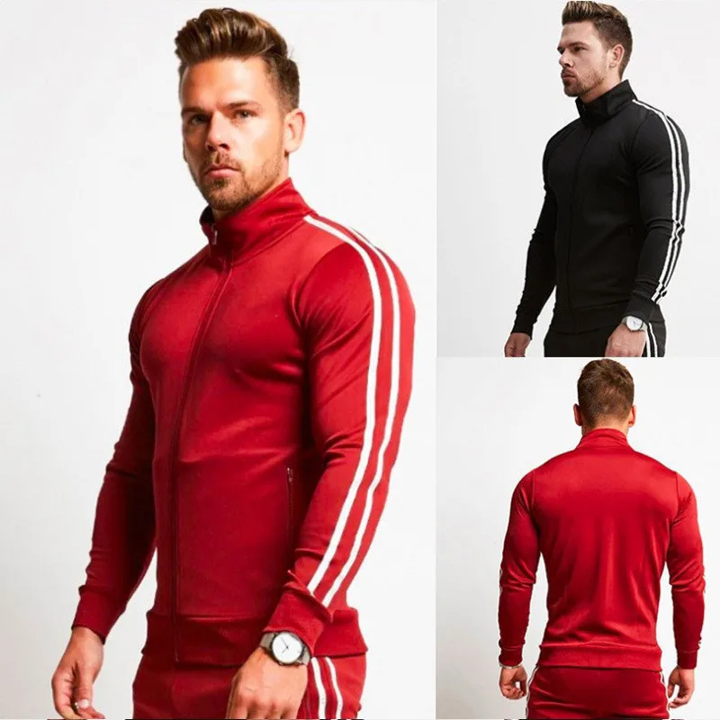 

2020 summer men long sleeves long pants zipper casual sportswear two piece set custom men sweatsuit, Customized color