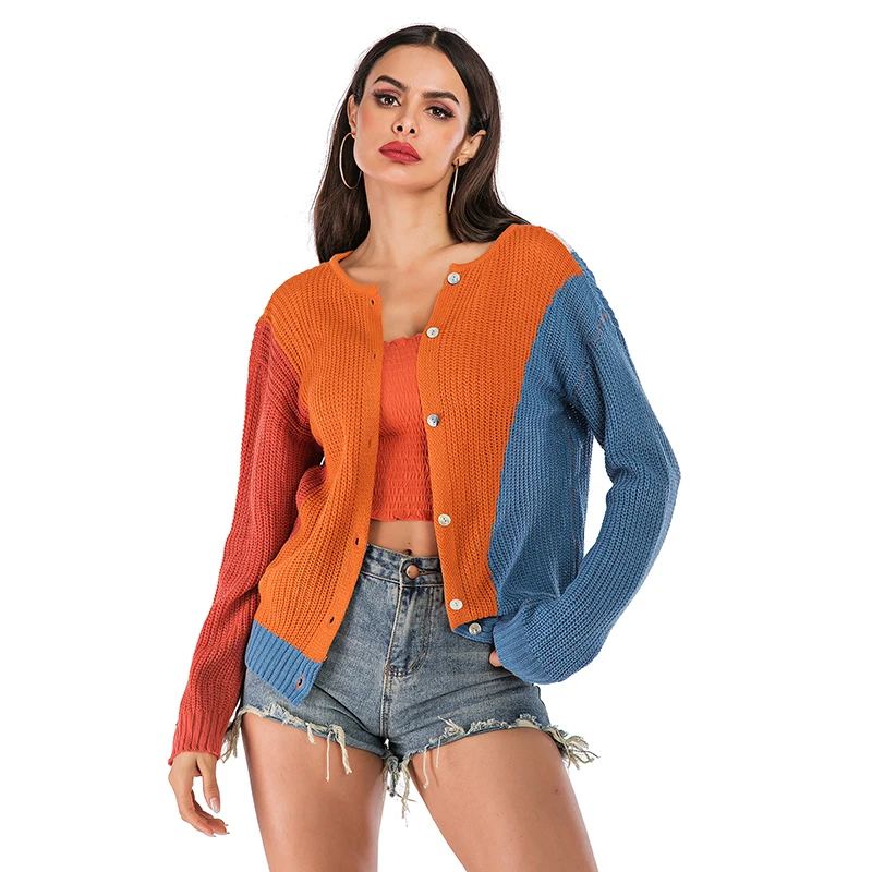 

Custom 2021 new arriving casual fashion long sleeve round collar loose blouses ladies sweater cardigan, Picture