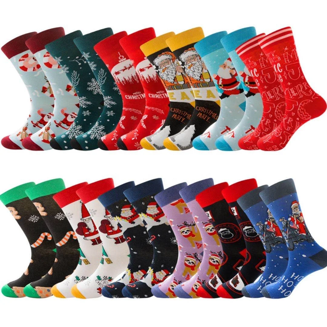 

XIANGHUI wholesale can custom thick warm animal 12pairs set cartoon medium tube knitted Christmas box socks