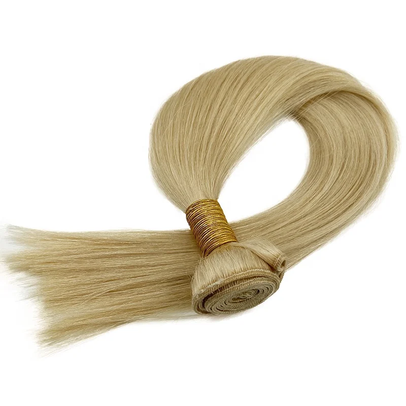 

Hot Selling Medium Blonde Double Drawn Thick Human Hair Machine Weft Extensions
