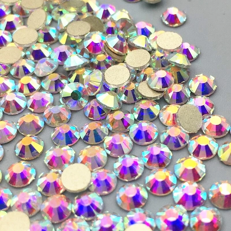 

wholesale gold bottom flat back rhinestone crystal AB rhinestone for nail art decoration Factory direct sale