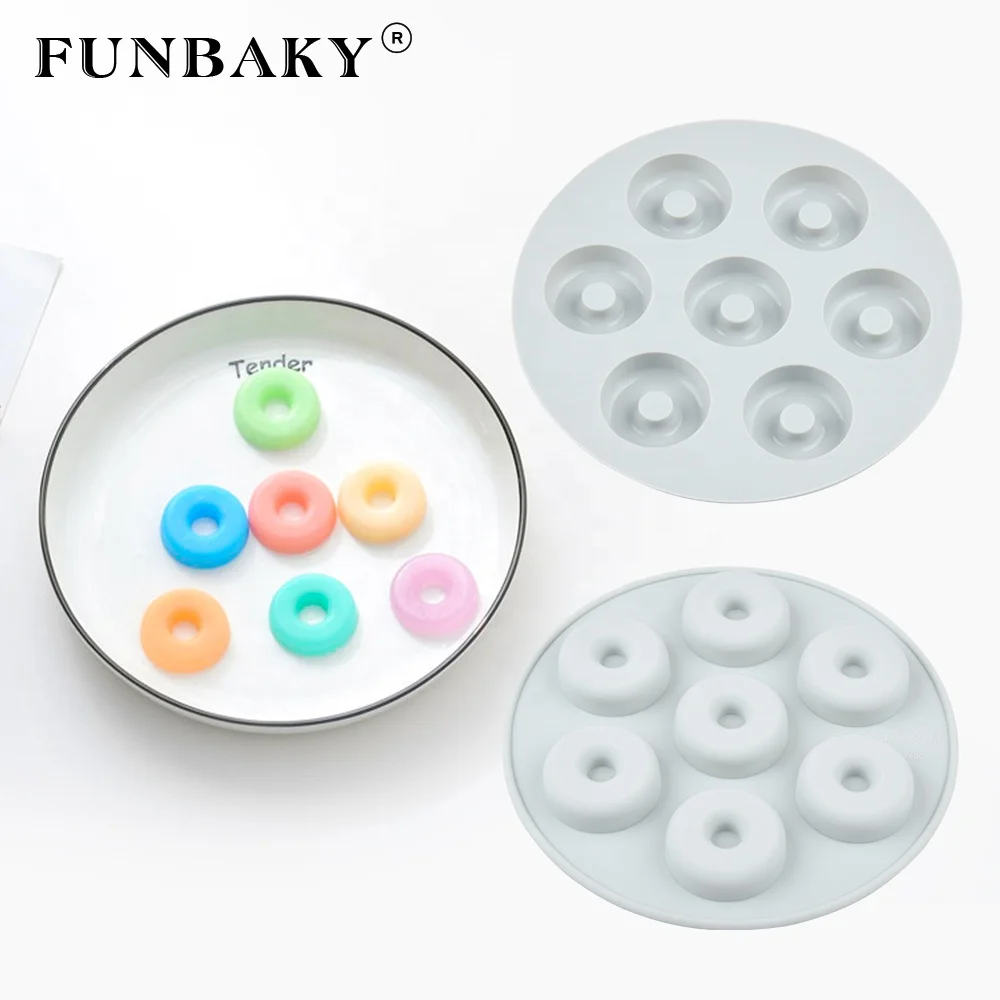 

FUNBAKY JSC3256 Baking mold ring round doughnut shape cake silicone mold mini cake mold silicone bakeware cookies biscuit mould, Customized color