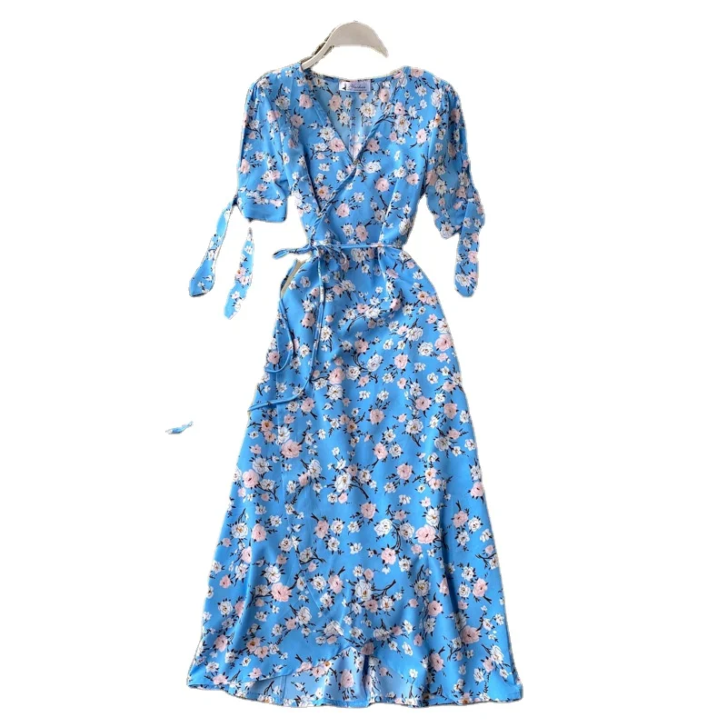 

Female summer dress retro one-piece super fairy gentle wind long skirt seaside holiday floral dress