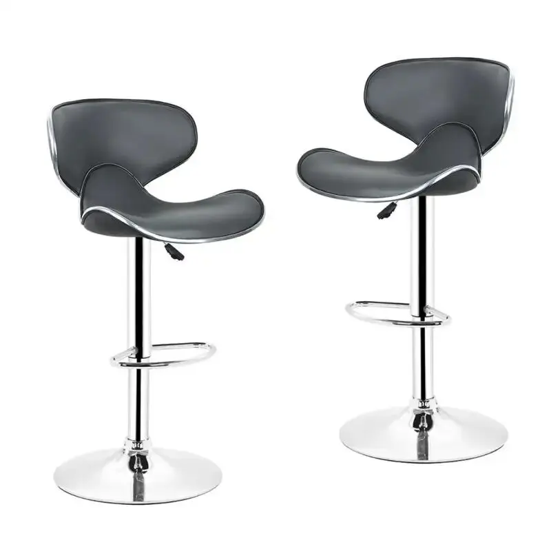 

Modern Minimalist Durable Leather Metal High Stool With Backrest Bar Chair