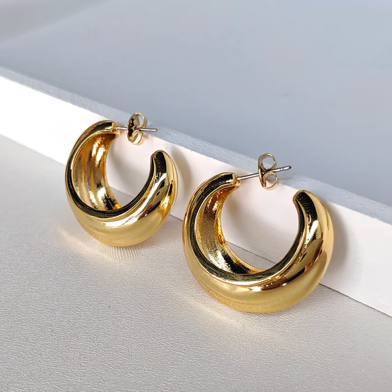 

Chic Gold Color Small Open Hoop Brass Earrings for Women Statement Geometric Earrings Minimalist Earrings 2019 Fashion