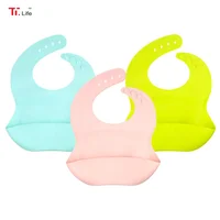 

Custom Toddler Feeding Waterproof Silicon Infant Drool Silicone Baby Bib With Crumb Catcher