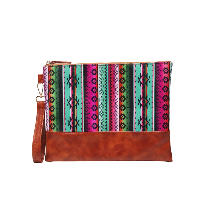 

Vintage Multi Aztec Serape Canvas Wristlet Bag for Ladies Tribal Style Clutch Bag Evening Bag with Zipper Closure DOM1161086, Picture shown