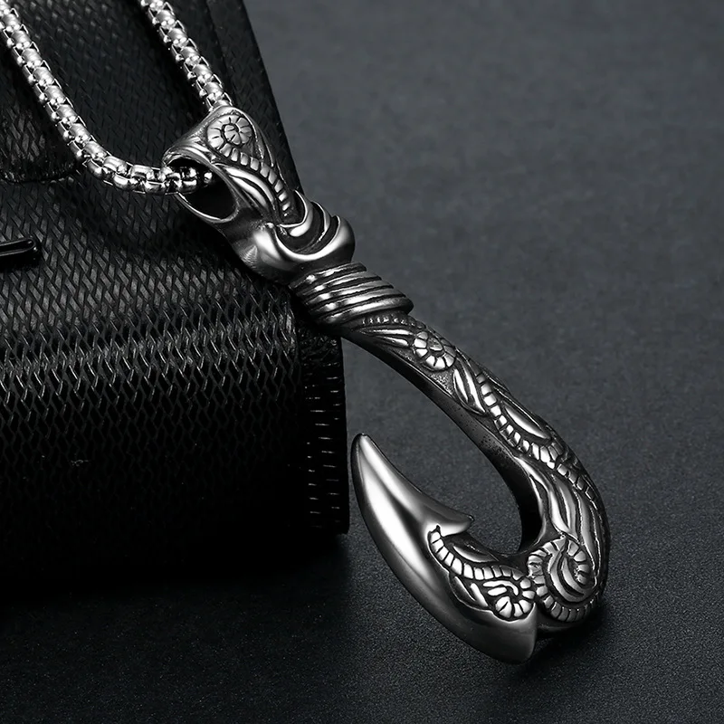 

Men's 316 Stainless Steel Necklace Viking Legend Anchor Hook Pendant Necklace Jewelry