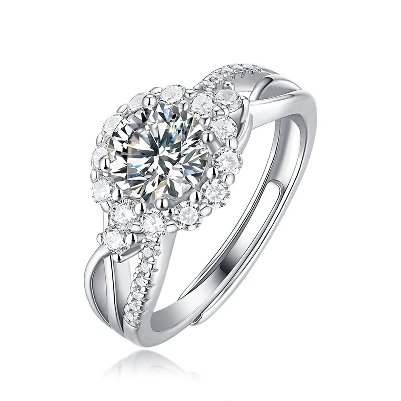 

Luxury Flower Shaped Diamond Moissanite Rings 925 Sterling Silver