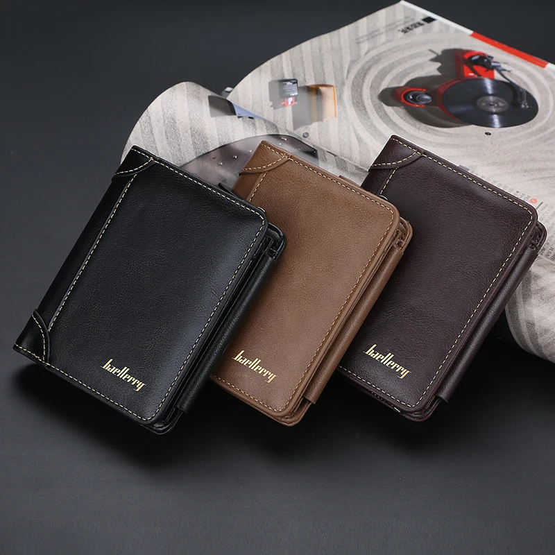 

Wholesale Stylish PU Leather Wallet Men Simple Casual Short Purse Small Clutch Male Wallet, Picture shows