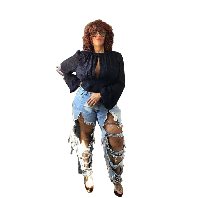 

Chic style cool fashionable ripponed boyfriend jeans ripped for women