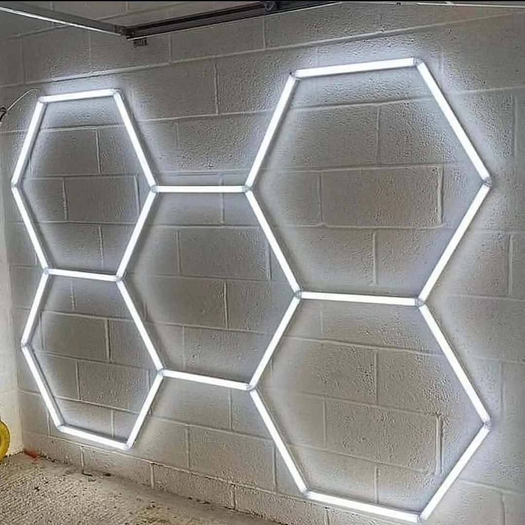 Auto Detailing Workshop Ceiling Light 6500K Hexagon LED Custom Size 110V-240V for Barber Shop Car Wash Honeycomb LED Lights