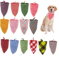 

Super September Quick Shipping Pet Dog Bandana Set Plaid Cotton Dog Bandana