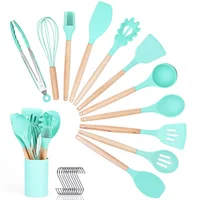 

OEM/ODM Wholesale Custom 12 Pcs Heat-resistant Silicone Utensils Set Comfortable Wood Handle Cooking Kitchen Tool