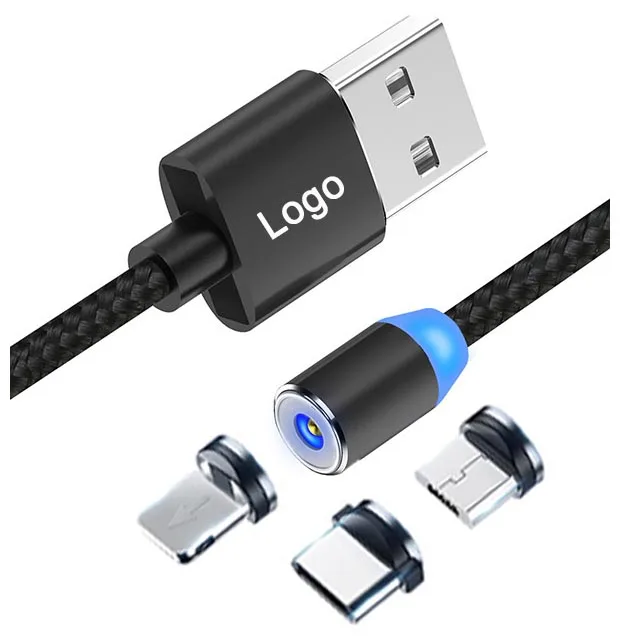

2020 New Design Wholesale On Stock 3in1 Micro Type C Magnetic USB Charging Cable usb cable braided, Black, red, gold, silver