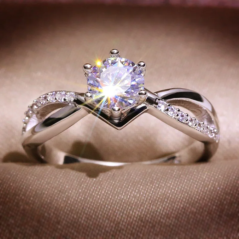 

Excellent Cut Diamond D Color 1 ct Princess Sparkling Ring White Gold Plated Rings Jewelry