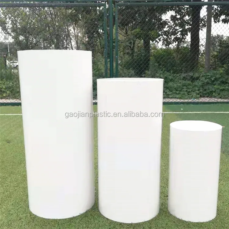 

Free Shipping White round acrylic pedestal floor display plinth backdrop for wedding & party event