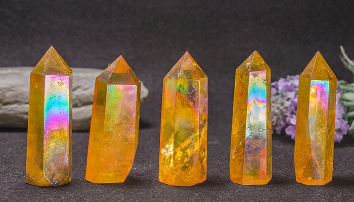 yellow aura quartz cluster