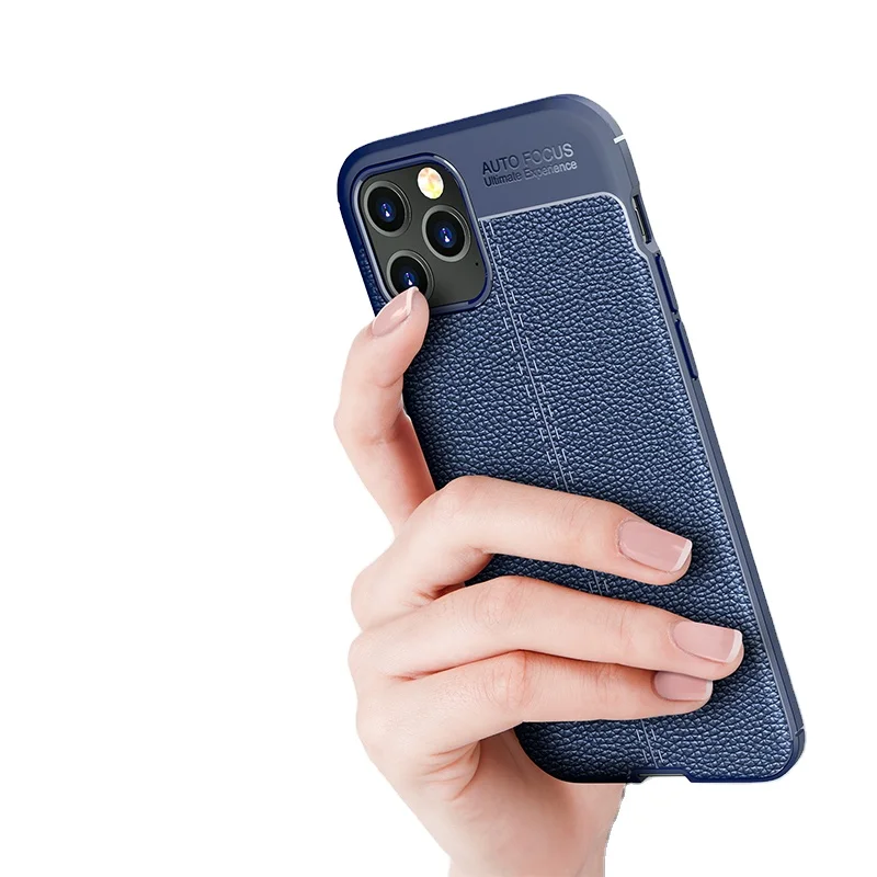 

Business Litchi Grain Good Grip Soft TPU Rubber Slim Bumper Mobile Cover Case For iPhone 11 Pro 2019, Muti