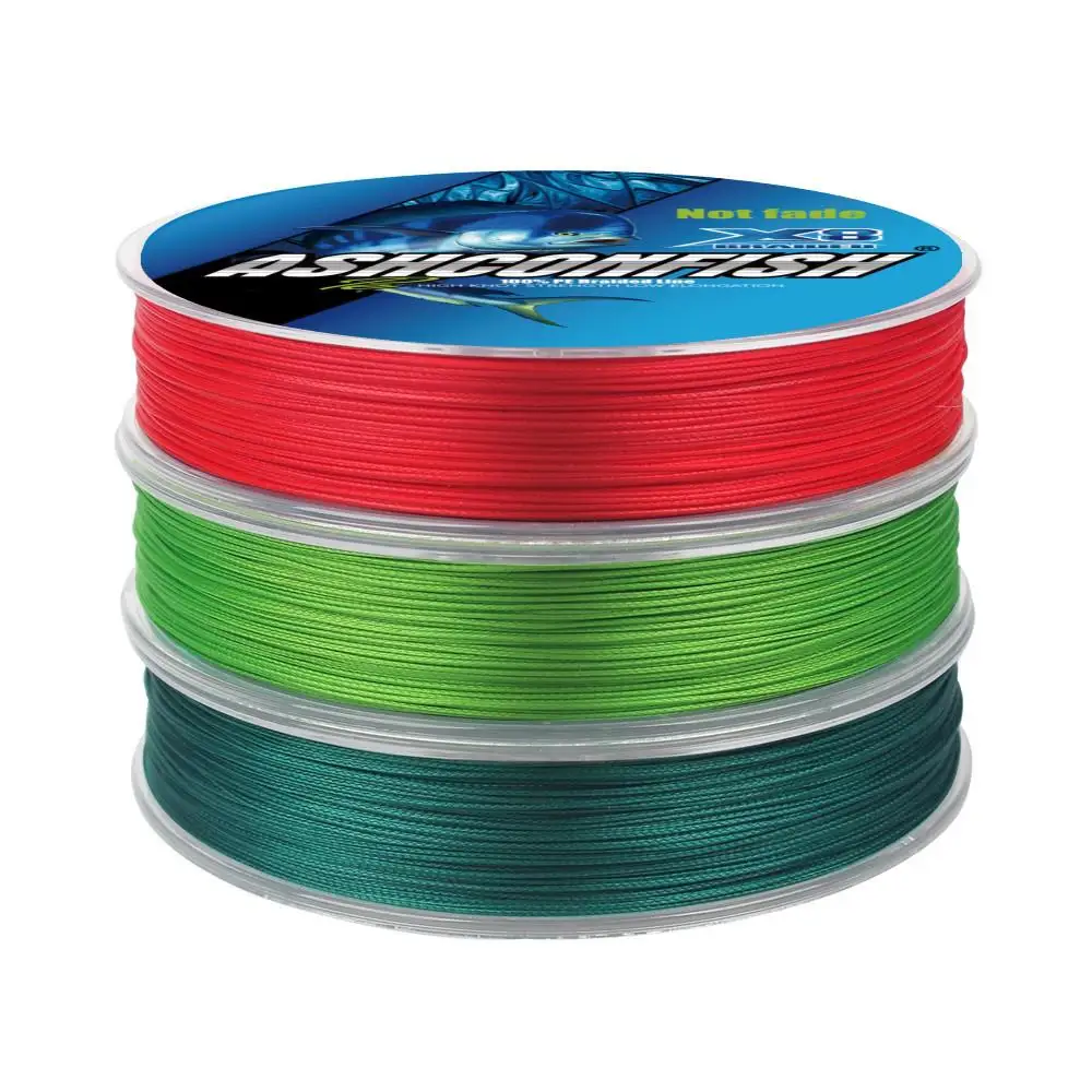 ASHCONFISH Never Fade UHMWPE fiber 8 Strands Pure Colorfast PE Braided Fishing Line 150/300yds 500m Saltwater