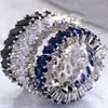 new Iced out micro pave crystal diamond wedding band engagement rosary stainless steel gold plated brand ring prong set cluster