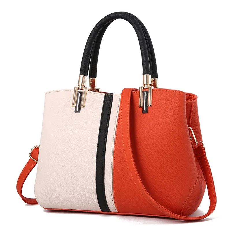

2019 fashion contrast color plaid pu leather ladies shoulder messenger bags women handbags for sale