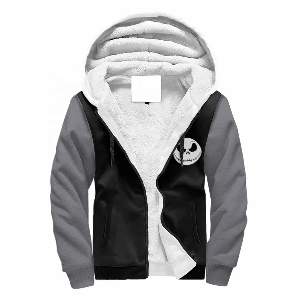 

Custom Logo Cheap Winter Solid Color Plain Wholesale Cotton Jack Face Nightmare Before Christmas Men's Hoodies Zip Up