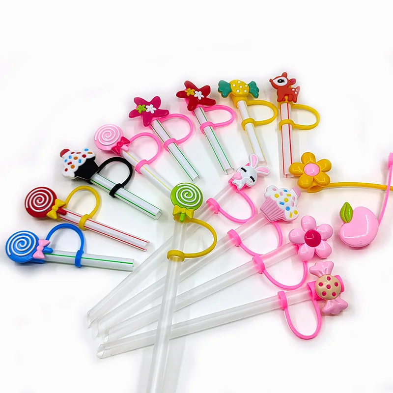 

Silicone sweet Cherry bar accessories Reusable Metal Straws Tips Dust Toppers Covers Drinking Straw Cover custom wholesale