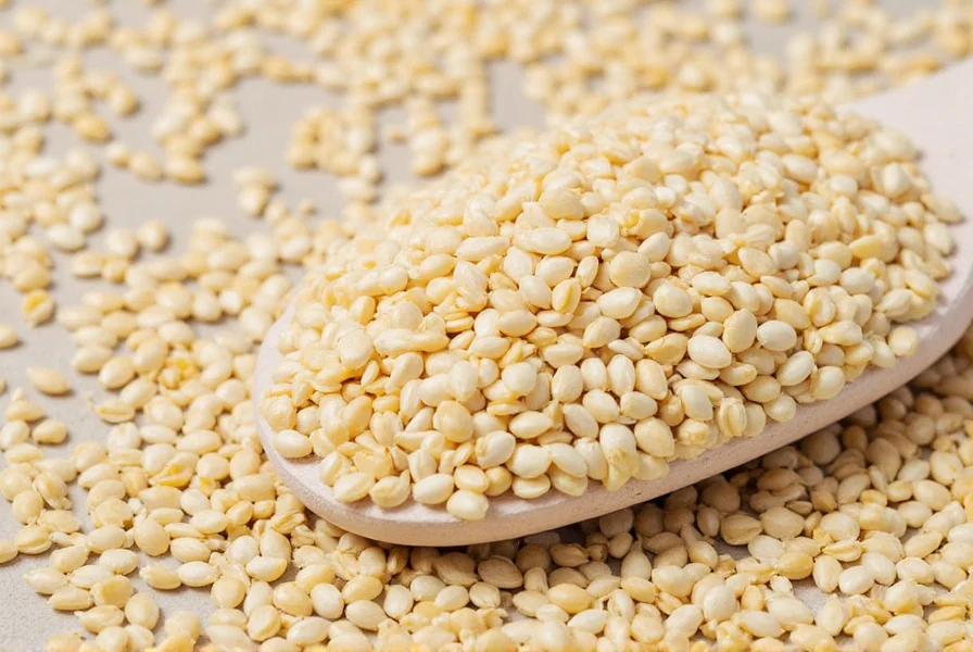 Sesame seeds being toasted in a pan