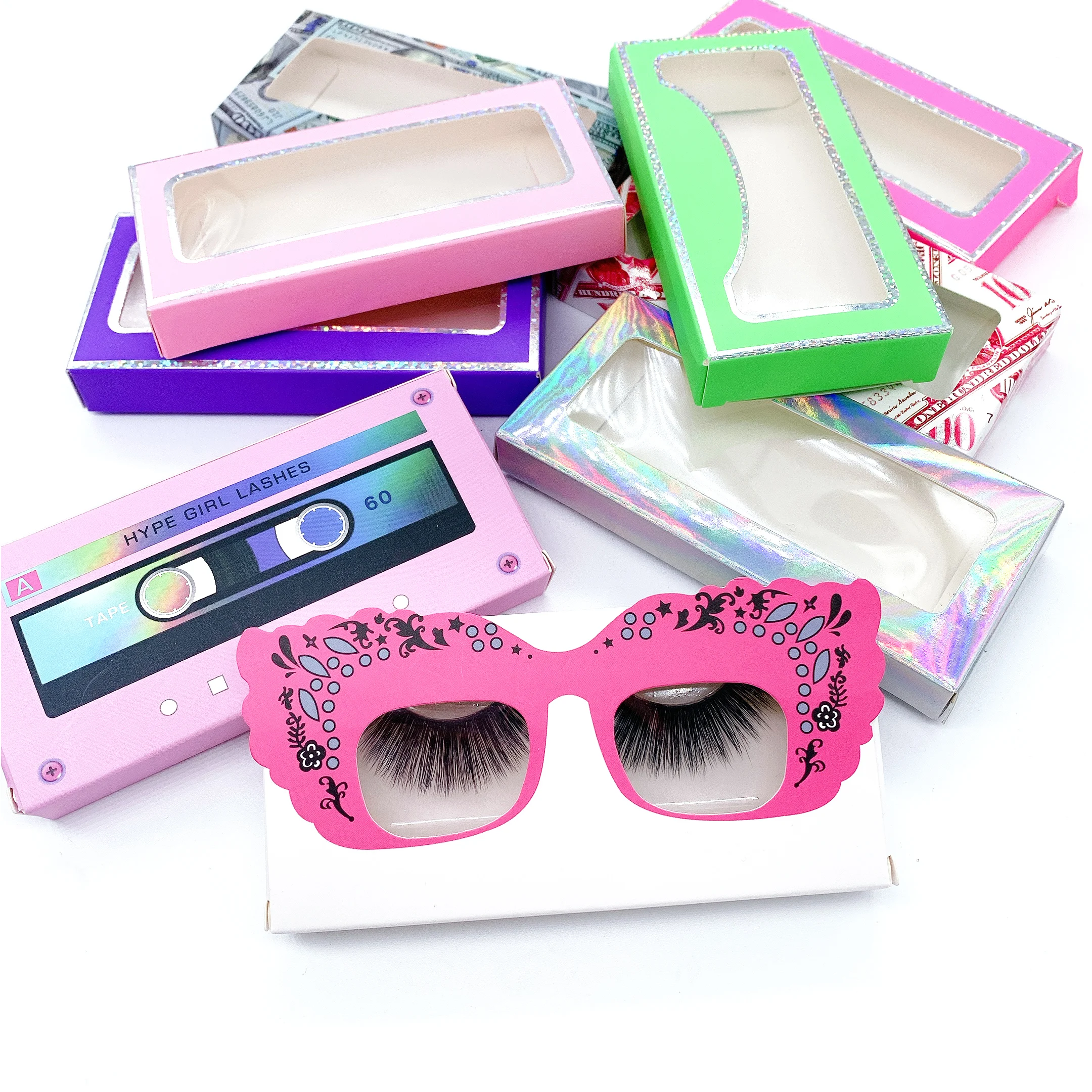 

2021 new arrivals clear band eyelash vendor customized boxes, Black color