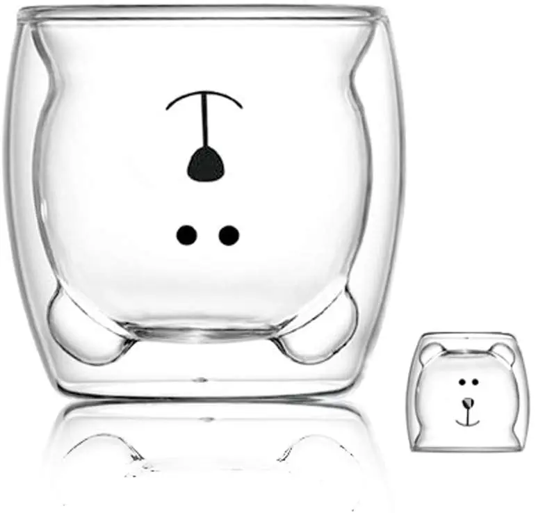 

Wholesale double wall glass cup 3D animal coffee cup, Clear