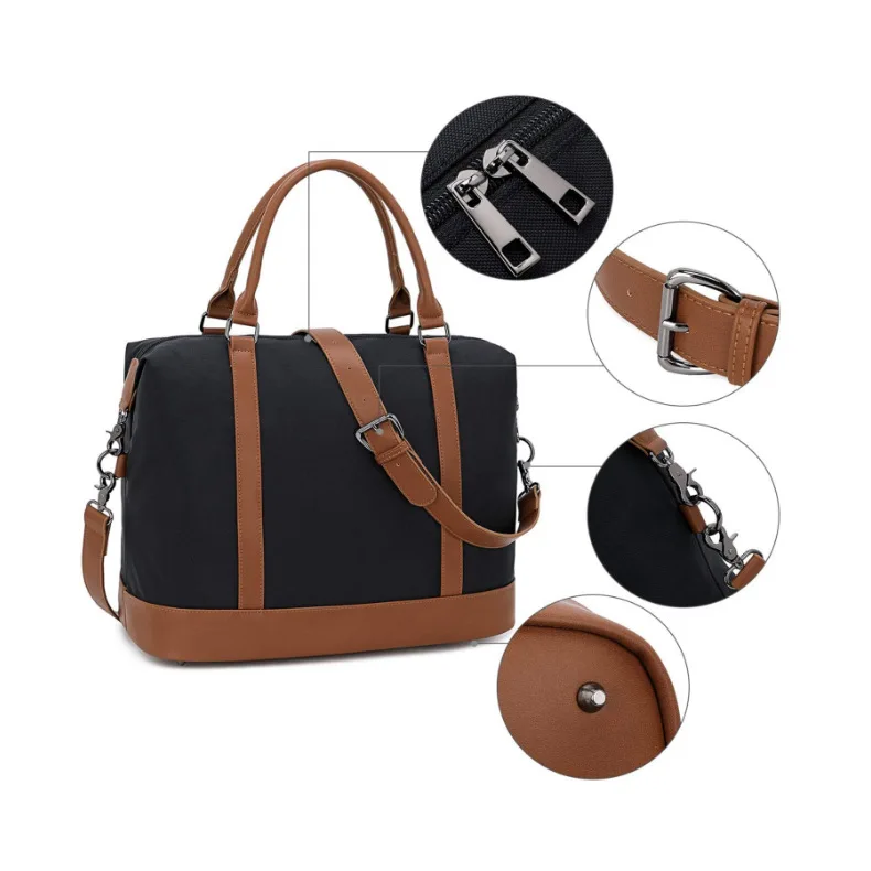 

High Quality Tote Bag Canvas With Pockets Leather Handle, Customized color