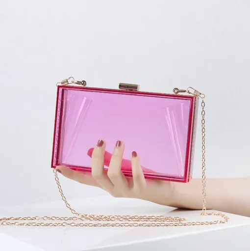 

Design women support small quantity 2020 trendy colorful acrylic box clear clutch bag, Multi-colors