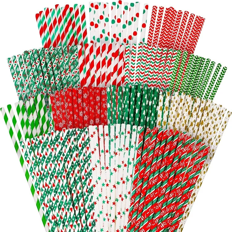 

Biodegradable paper drinking straws christmas straw, 16 options