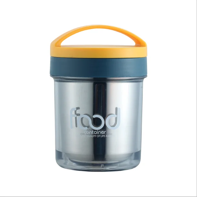 

400ml super practical 304 stainless steel insulated soup cup breakfast cup sealed lunch box, Yellow/green/black