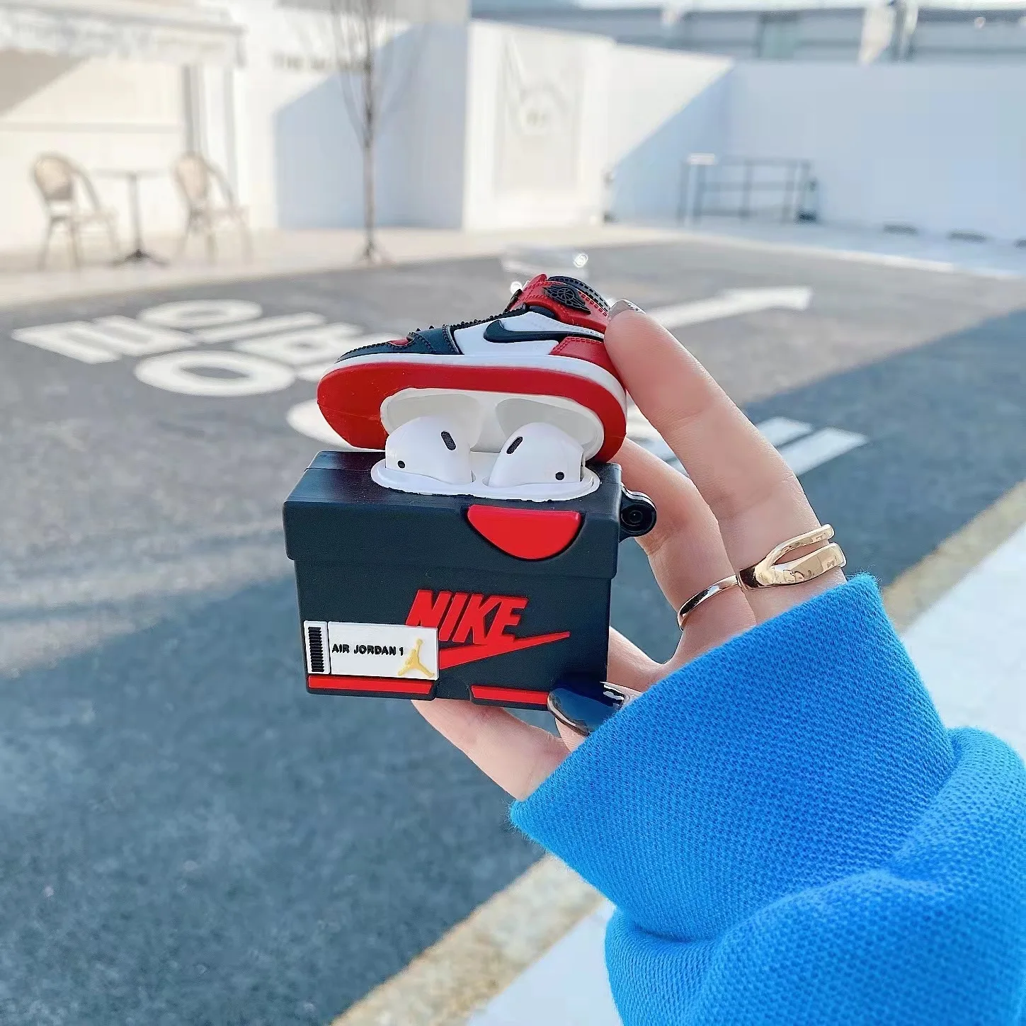 

3d aj sneaker shoes box for airpod 1 2 pro case with lanyard, Accept customized