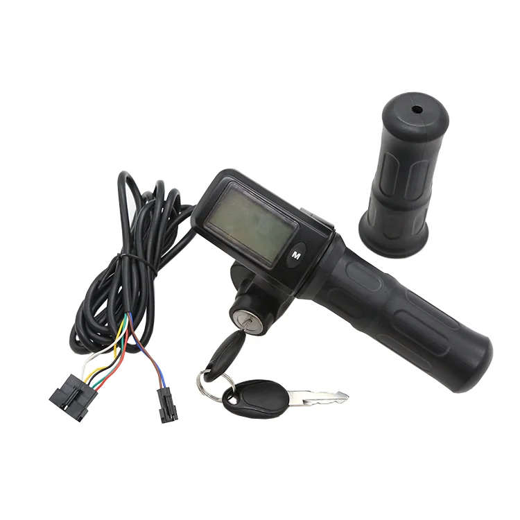 E-bike 36V 48VVoltage Display Switch Handle Finger Thumb Throttle Scooter with Power LED Display Handlebar Grips