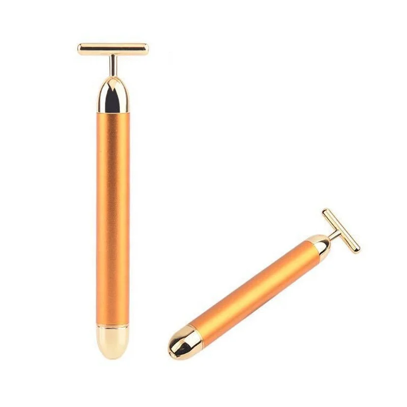 

Handheld Beauty Device Vibrating Massager Pure 24k Gold Energy Bar For Face Care