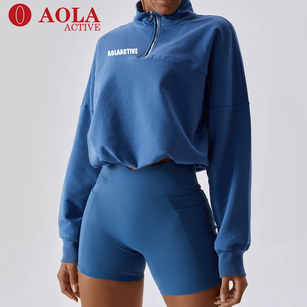 

AOLA Fall Winter Crop Top Hoodie Women Sweatsuit Set Casual Tracksuit Long Sleeve Two Piece Sweatpants And Hoodie Set Women